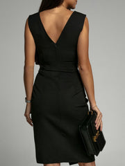 Slit Ruched Surplice Tank Dress - Taboochic