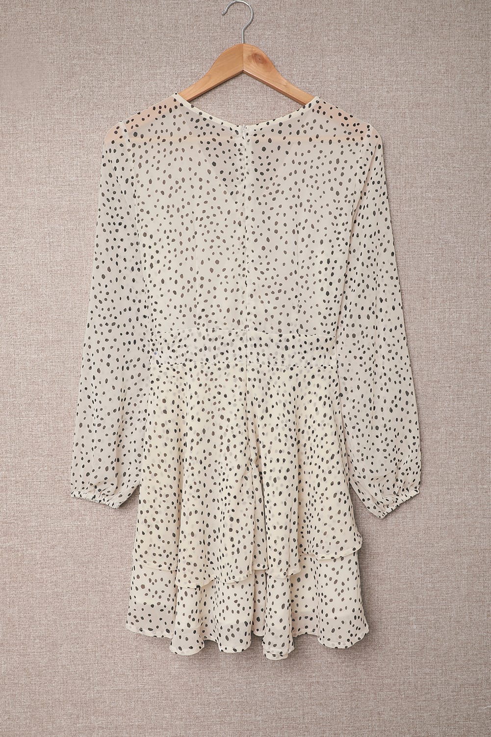 Tied Polka Dot Balloon Sleeve Layered Dress - Taboochic