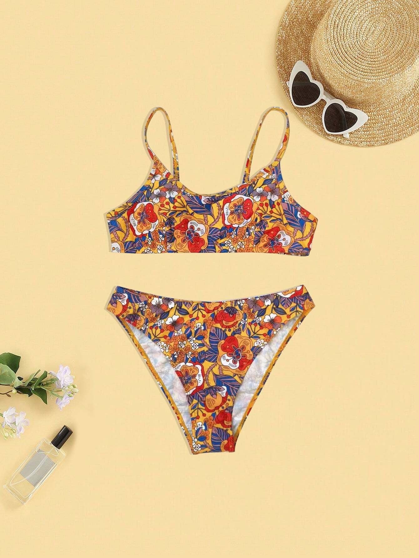 Plus Size Floral Print Bikini Set