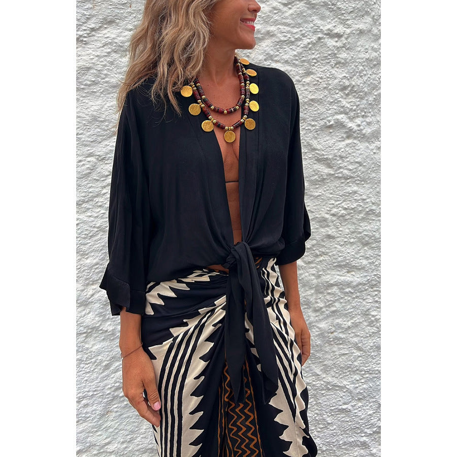 Women's Casual Lace Up Vacation Multi-color Top