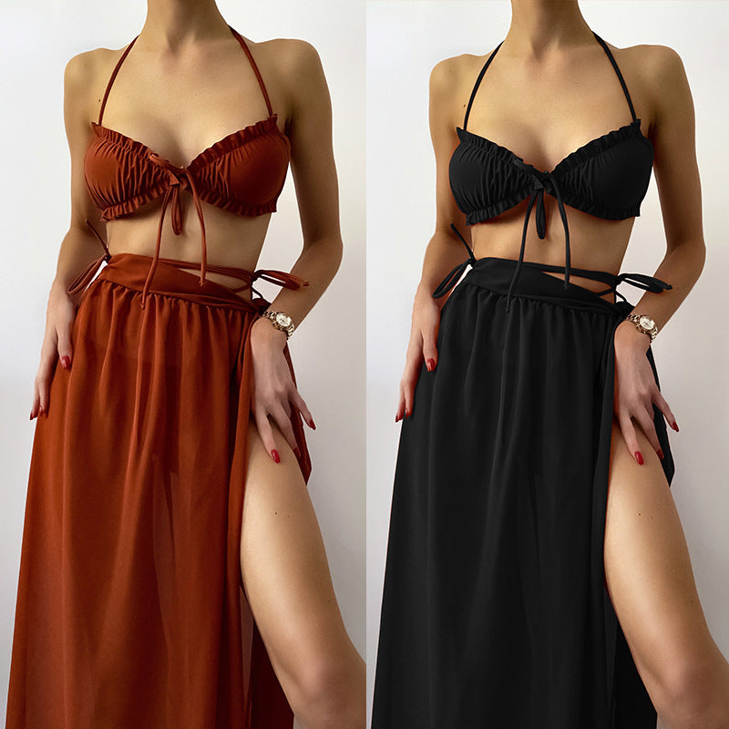 New Solid Color Bikini Chiffon Cover Skirt