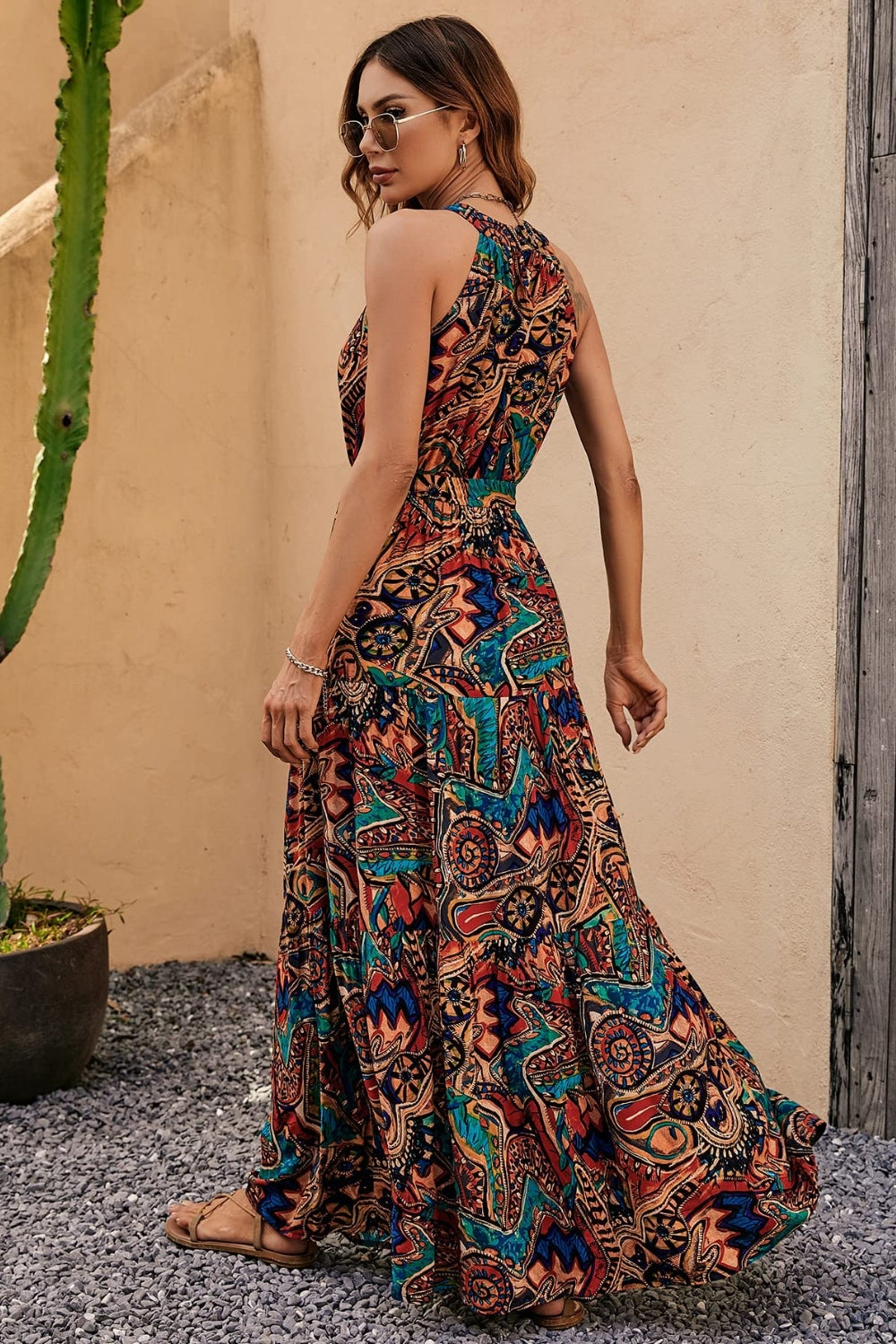Tied Floral Sleeveless Dress - Taboochic