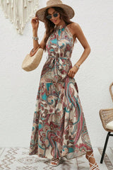 Tied Floral Sleeveless Dress - Taboochic