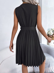 Tied Surplice Sleeveless Pleated Dress - Taboochic
