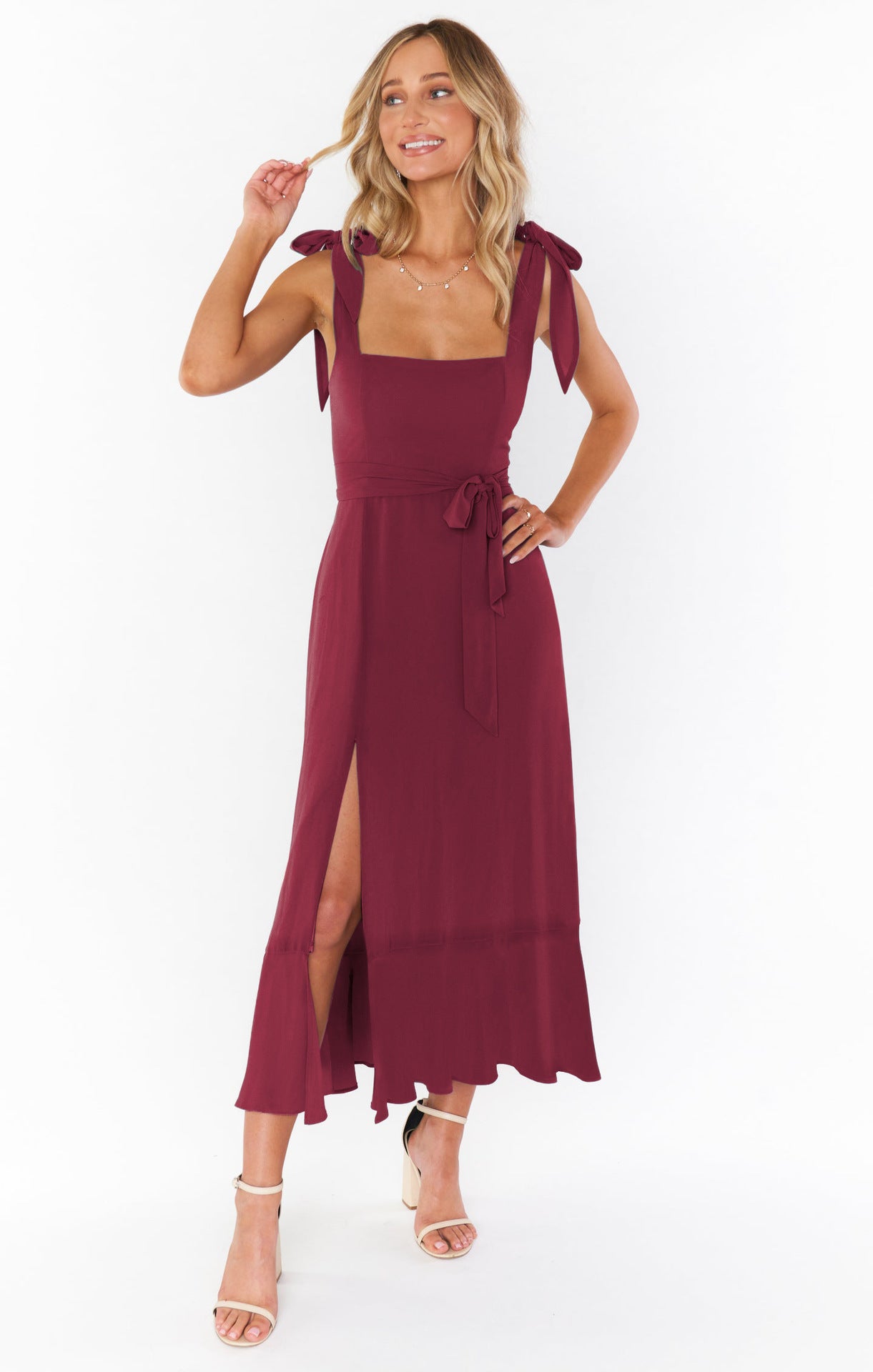 Women's Fashion Temperament Commuter Solid Color Strap Maxi Dress