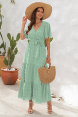 Summer V-neck Short Sleeve Dress