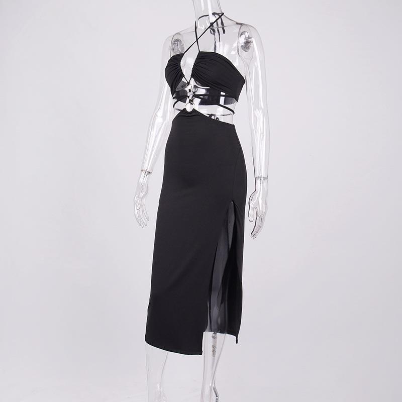 Women's Party Dress Sexy Cutout Lace-up High Slit Dress