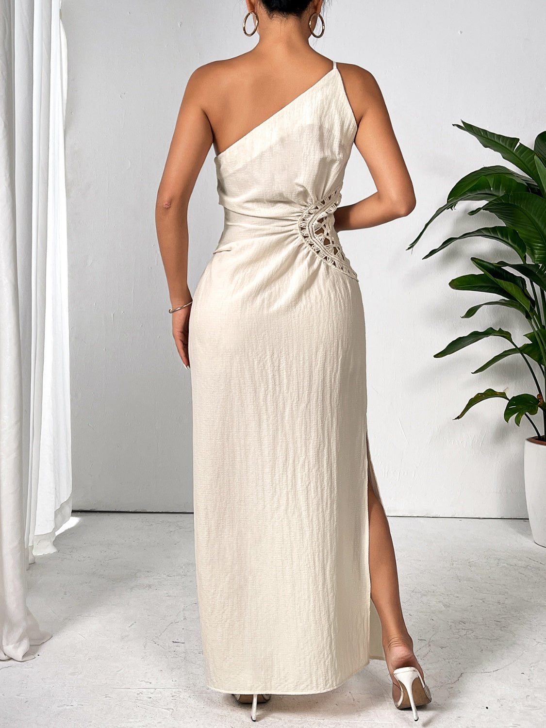 Slit One Shoulder Sleeveless Maxi Dress - Taboochic