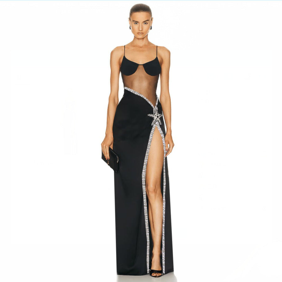 High Slit Shell Bandage Strap Dress