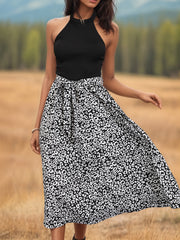 Leopard Halter Neck Midi Dress - Taboochic