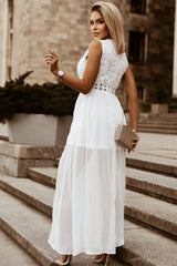 Slit Lace Detail V-Neck Dress