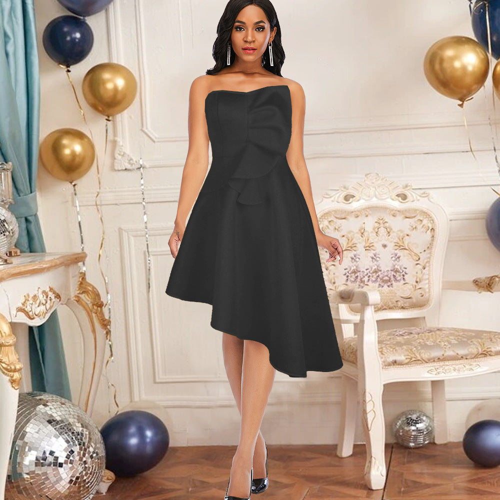 Sexy Bra Sleeveless High Waist Asymmetric Hem Party Dress