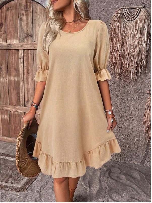 Fashion Ruffle Short-sleeved Dress