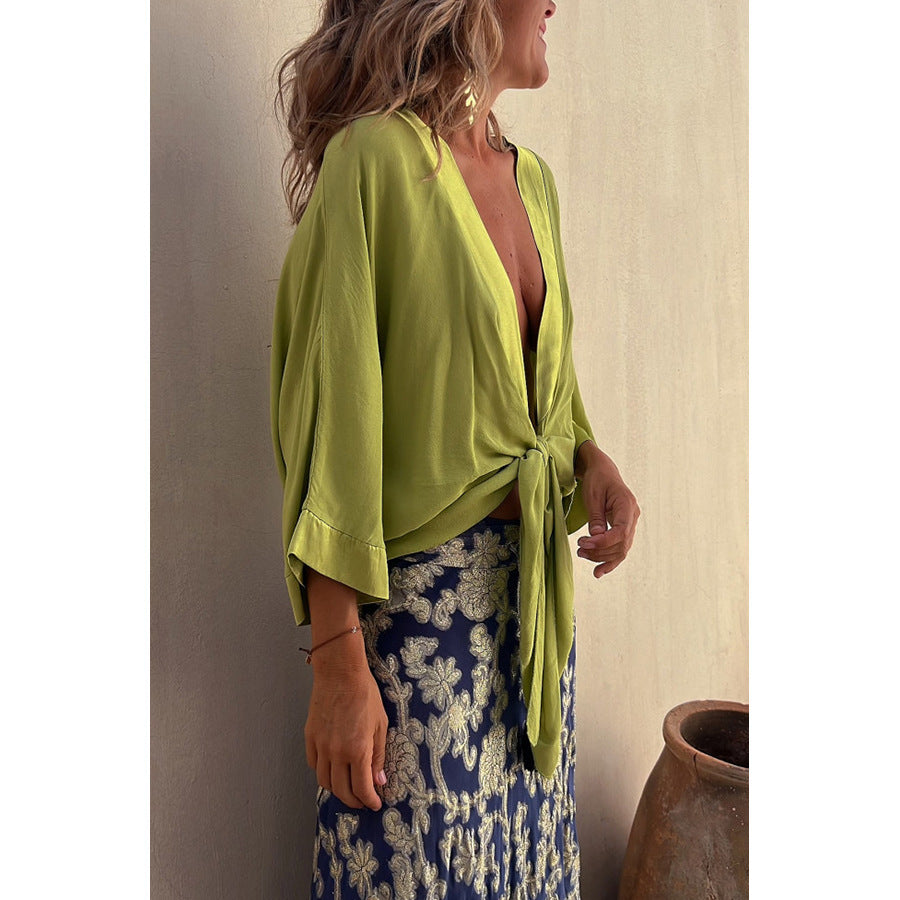 Women's Casual Lace Up Vacation Multi-color Top