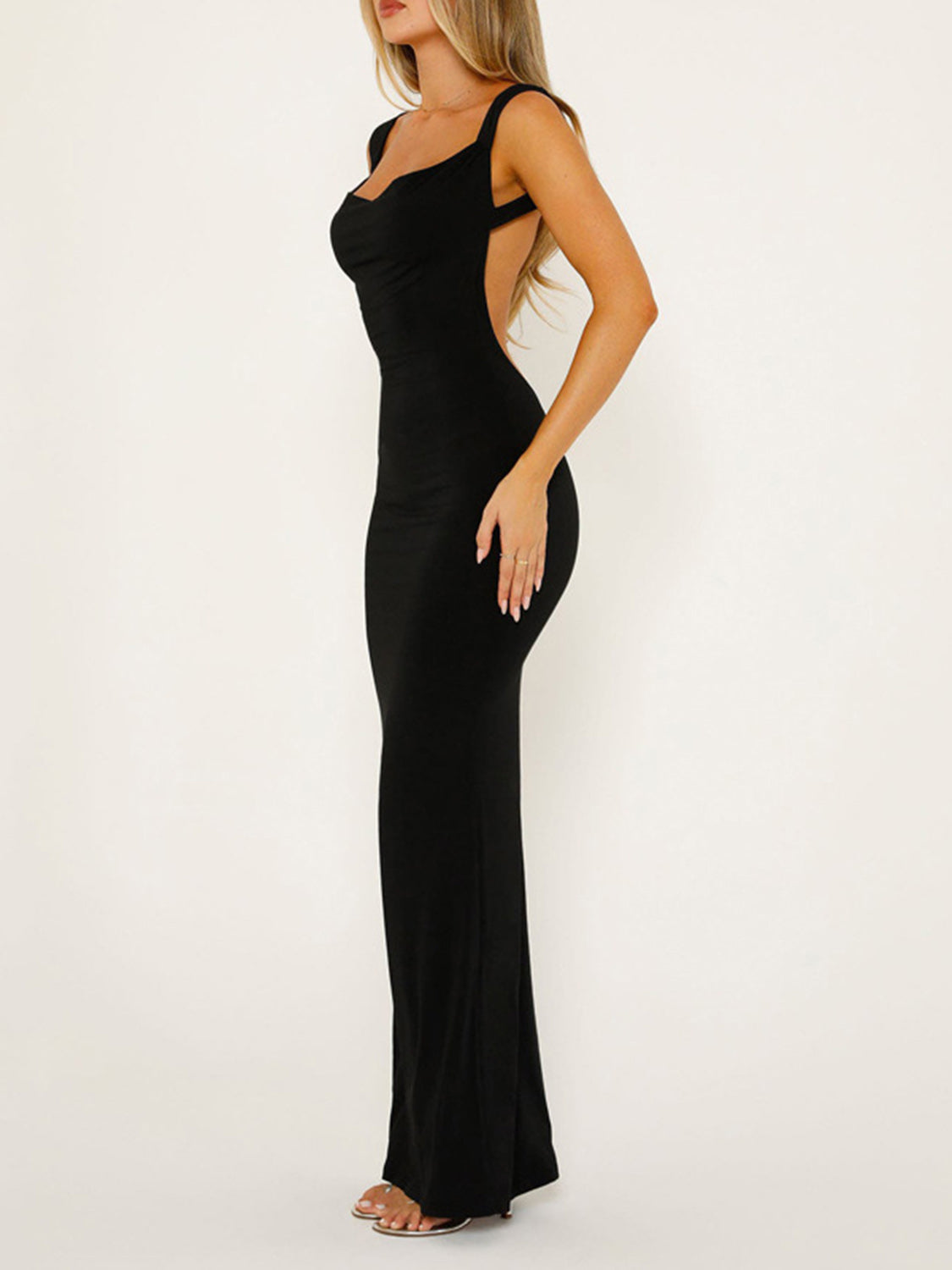 Backless Wide Strap Maxi Dress - Taboochic