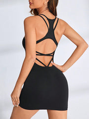 Crisscross Scoop Neck Active Dress - Taboochic