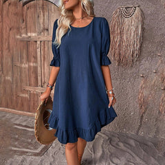 Fashion Ruffle Short-sleeved Dress