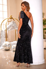 Sequin One Shoulder Sleeveless Dress - Taboochic