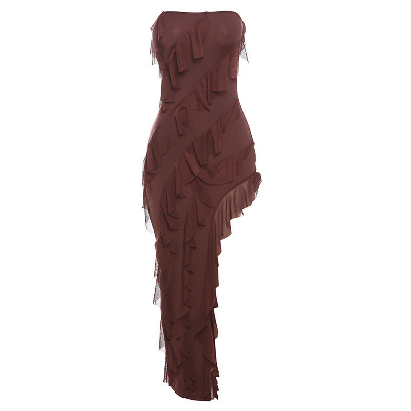 Skinny Women's Fashion Backless Split Tassel Dress