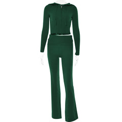 Hoodie Suit Women Leisure Sexy Zip Sweater And High Waist Pajama Set