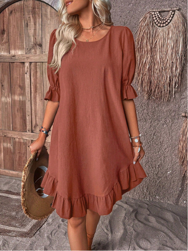 Fashion Ruffle Short-sleeved Dress