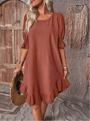 Fashion Ruffle Short-sleeved Dress
