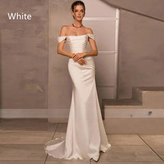 Simple Ivory Satin Mermaid Wedding Dress