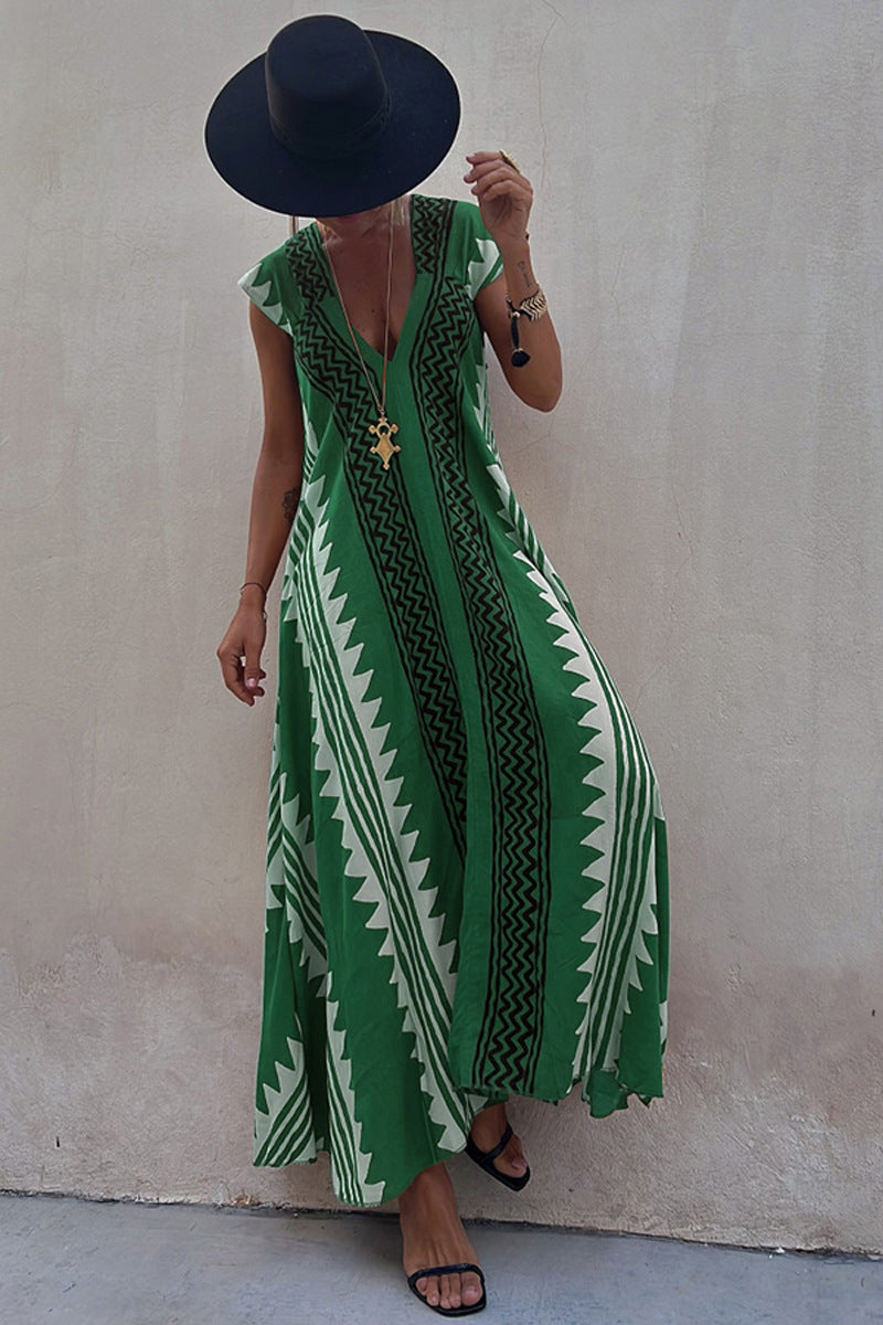Casual short Sleeve Vacation Women's Loose Maxi Dress
